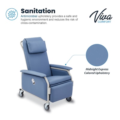 Viva Comfort Leather Bariatric 3-Position Geri Chair Recliner with Front Tray and Casters, Blue (ADIME915-01-T-BLU-KIT)