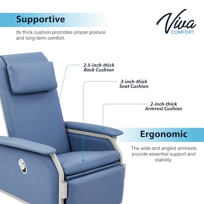 Viva Comfort Leather Bariatric 3-Position Geri Chair Recliner with Casters, Blue (ADIME915-01-BLU-MK)