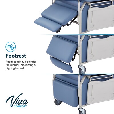 Viva Comfort Leather Bariatric 3-Position Geri Chair Recliner with Casters, Blue (ADIME915-01-BLU-MK)