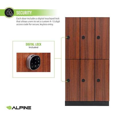Alpine Industries 72" 2-Tier 3-Column Storage Locker, Walnut (701-W-3-TPL-MK)