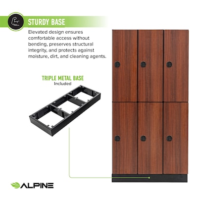 Alpine Industries 72" 2-Tier 3-Column Storage Locker, Walnut (701-W-3-TPL-MK)