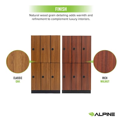 Alpine Industries 72" 2-Tier 3-Column Storage Locker, Walnut (701-W-3-TPL-MK)