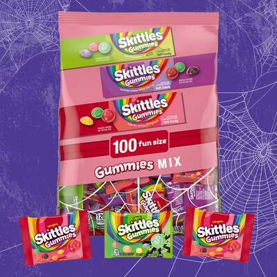Skittles Gummies Halloween Variety Candy, 35.89 oz., 100/Bag (605811)