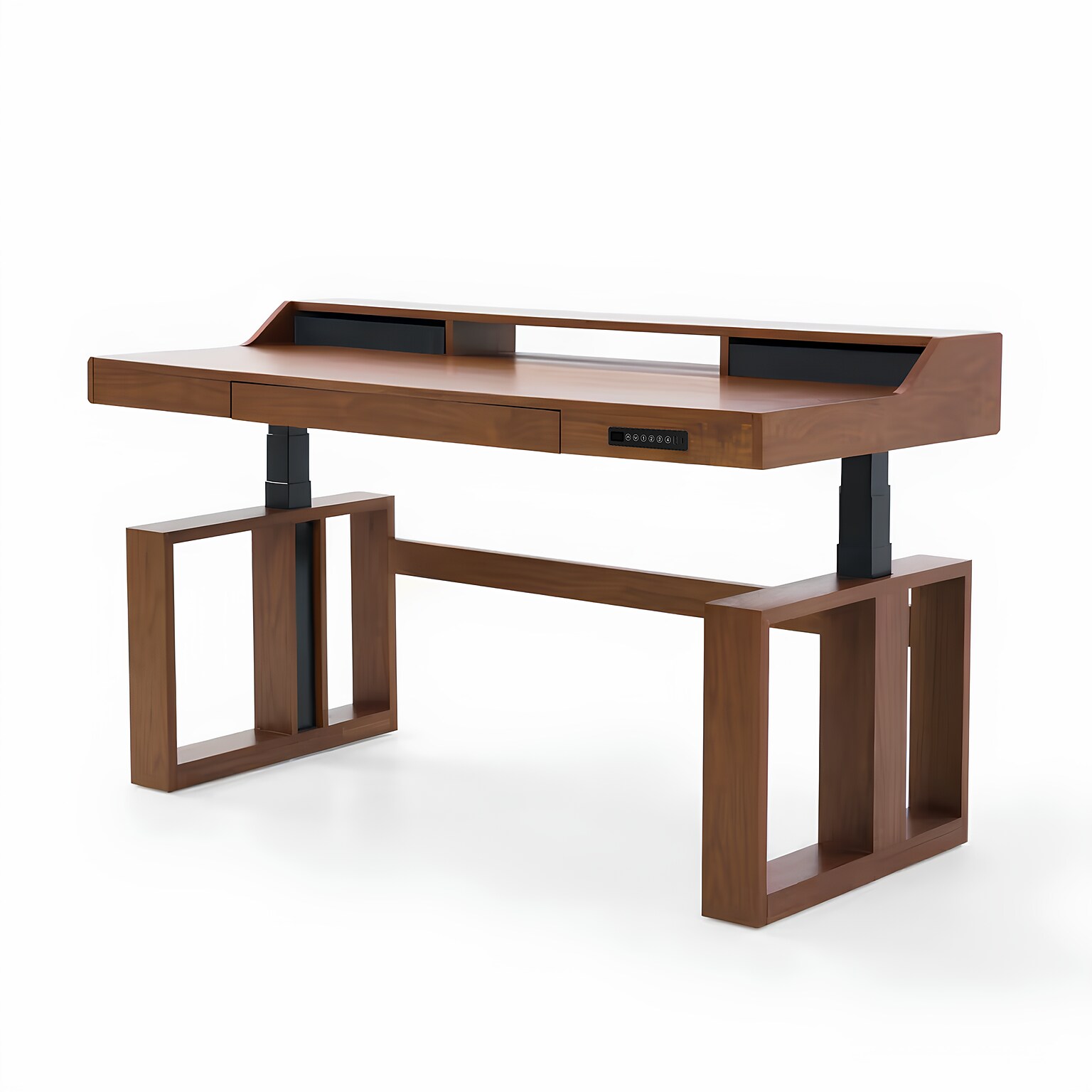 FlexiSpot Fusion Retro 63W Electric Adjustable Standing Desk, Walnut Veneer (EHD-V6330WV)