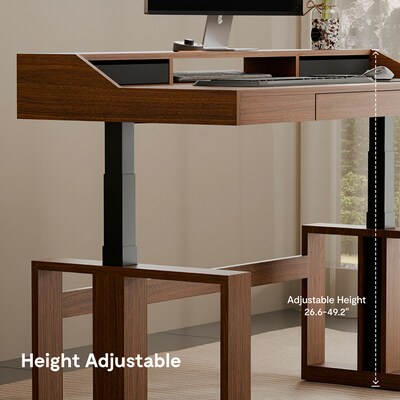 FlexiSpot Fusion Retro 63W Electric Adjustable Standing Desk, Walnut Veneer (EHD-V6330WV)