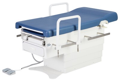Viva Comfort Pointe Power Height Adjustable Pelvic Tilt Exam Table w/Stirrups & Hand Rails, 396 lbs. Capacity, Blue