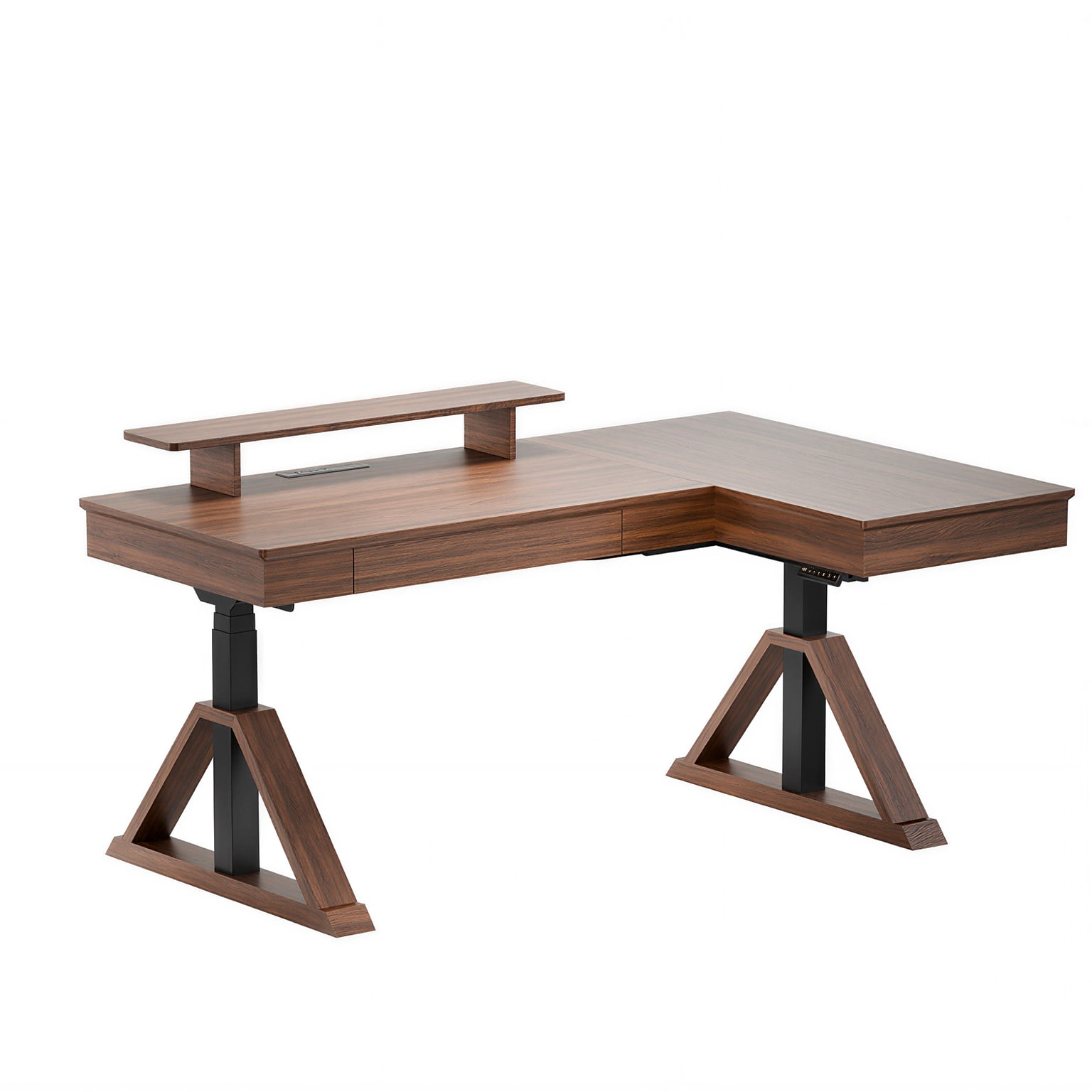 FlexiSpot Fusion Retro 70W Electric L-Shaped Adjustable Standing Desk, Walnut (EHD-L7047WV)