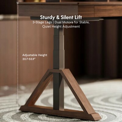 FlexiSpot Fusion Retro 70W Electric L-Shaped Adjustable Standing Desk, Walnut (EHD-L7047WV)