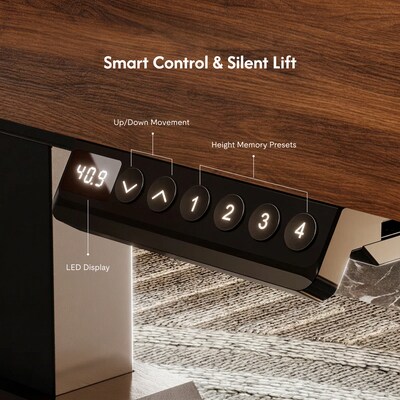 FlexiSpot Fusion Retro 70"W Electric L-Shaped Adjustable Standing Desk, Walnut (EHD-L7047WV)