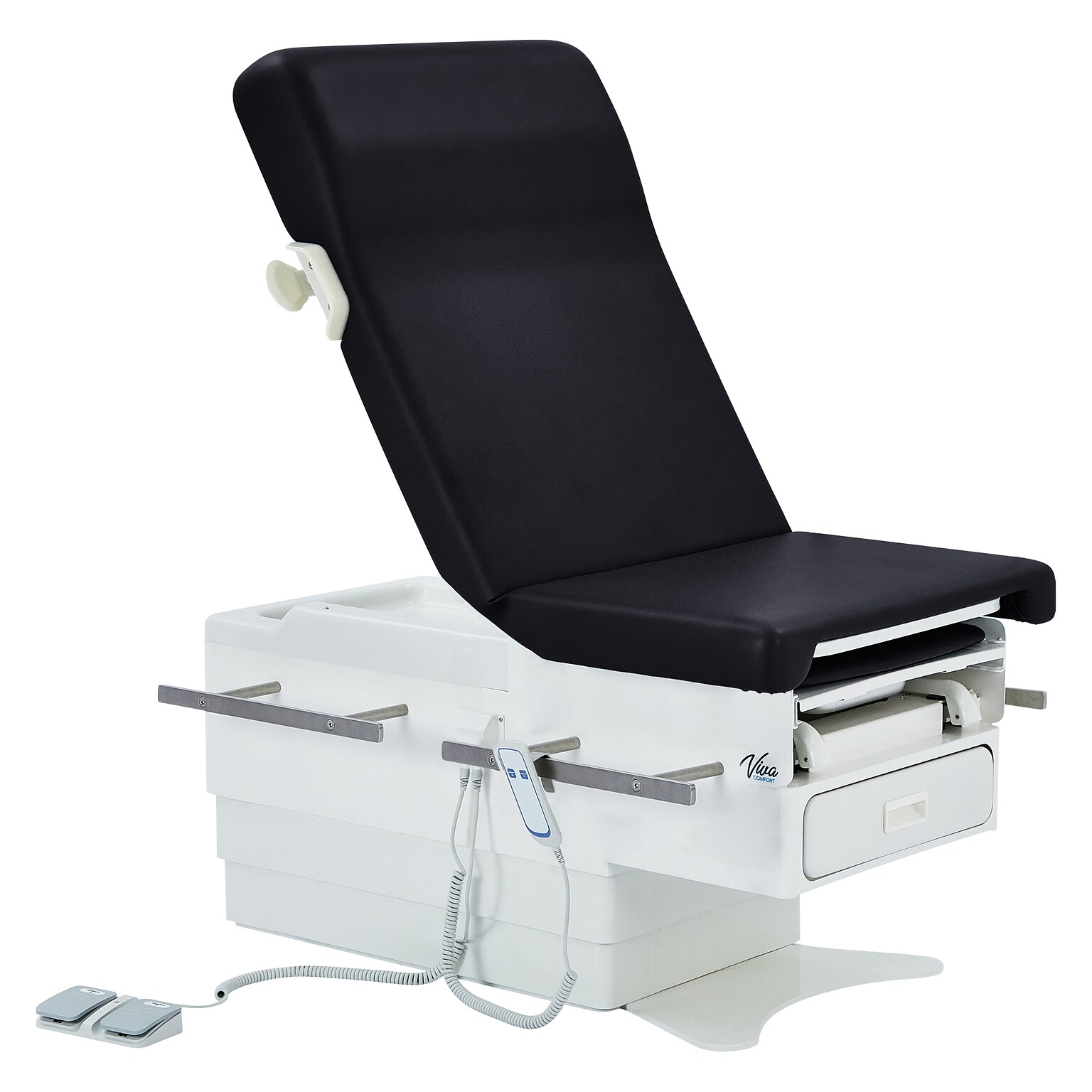 Viva Comfort Pointe Power Height Adjustable Pelvic Tilt Exam Table w/Stirrups & Storage, 396 lbs. Capacity, Black