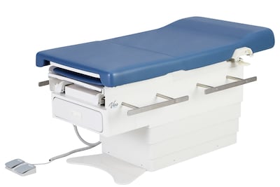 Viva Comfort Pointe Power Height Adjustable Pelvic Tilt Exam Table w/Stirrups & Storage, 396 lbs. Capacity, Blue
