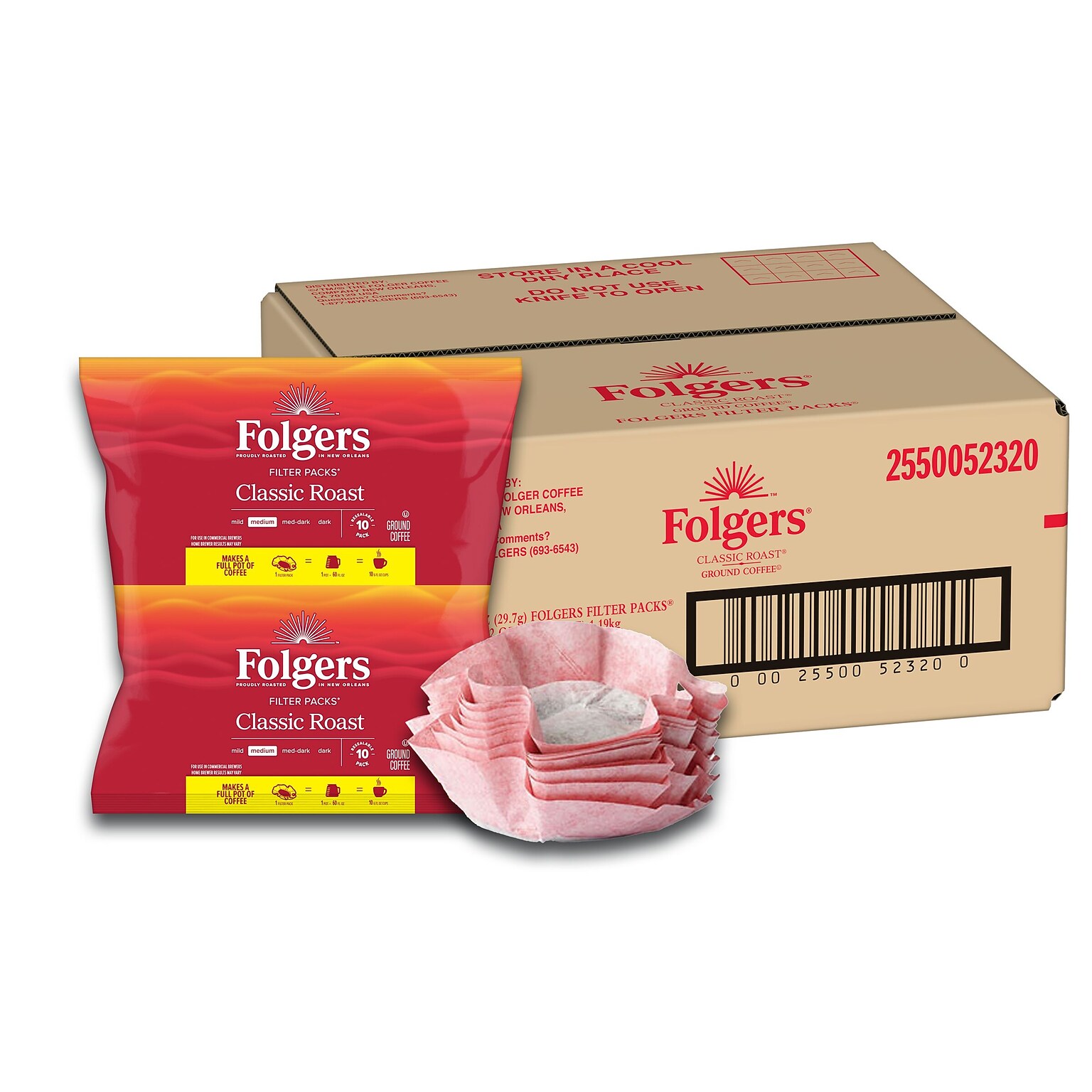 Folgers Classic Roast Coffee Filter Pack, Medium Roast, 1.05 oz., 40/Carton (2550052320)