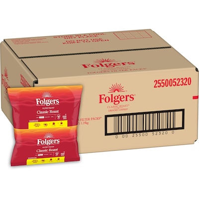Folgers Classic Roast Coffee Filter Pack, Medium Roast, 1.05 oz., 40/Carton (2550052320)