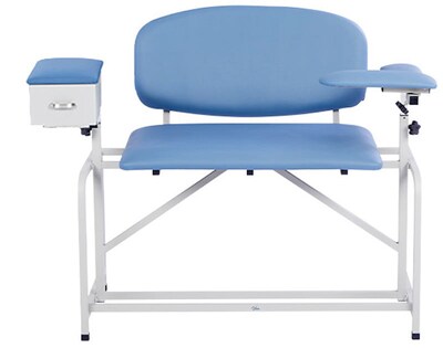 Viva Comfort Bariatric Extra-Tall Phlebotomy Chair with Drawer, 750 lb. Capacity, 2 Flip Up Arms, Blue (ADI997-01D-BT-BLU)
