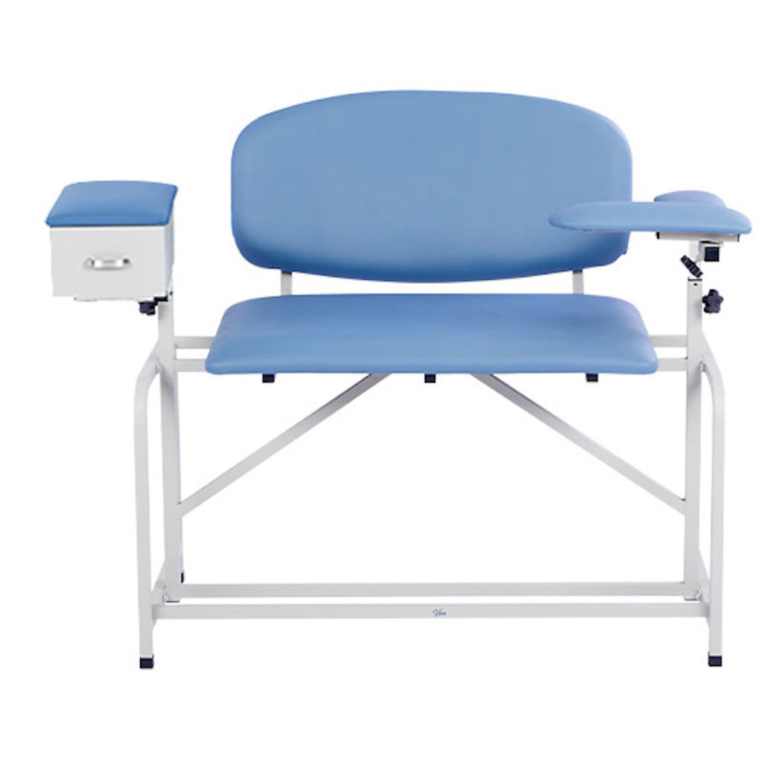 Viva Comfort Bariatric Extra-Tall Phlebotomy Chair with Drawer, 750 lb. Capacity, 2 Flip Up Arms, Blue (ADI997-01D-BT-BLU)