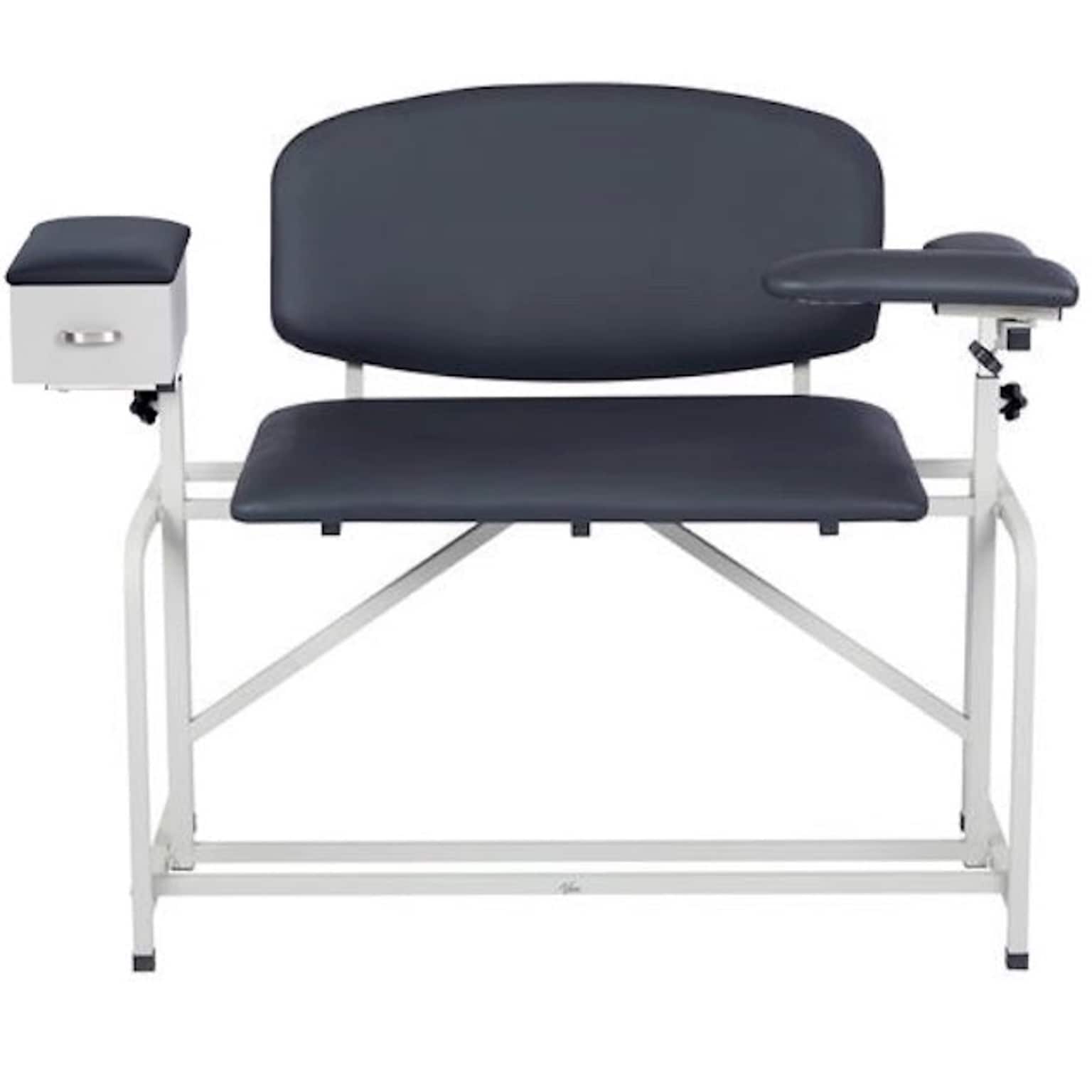 Viva Comfort Bariatric Extra-Tall Phlebotomy Chair with Drawer, 750 lb. Capacity, 2 Flip Up Arms, Black (ADI997-01D-BT-BLK)