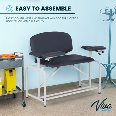 Viva Comfort Bariatric Extra-Tall Phlebotomy Chair with Drawer, 750 lb. Capacity, 2 Flip Up Arms, Black (ADI997-01D-BT-BLK)