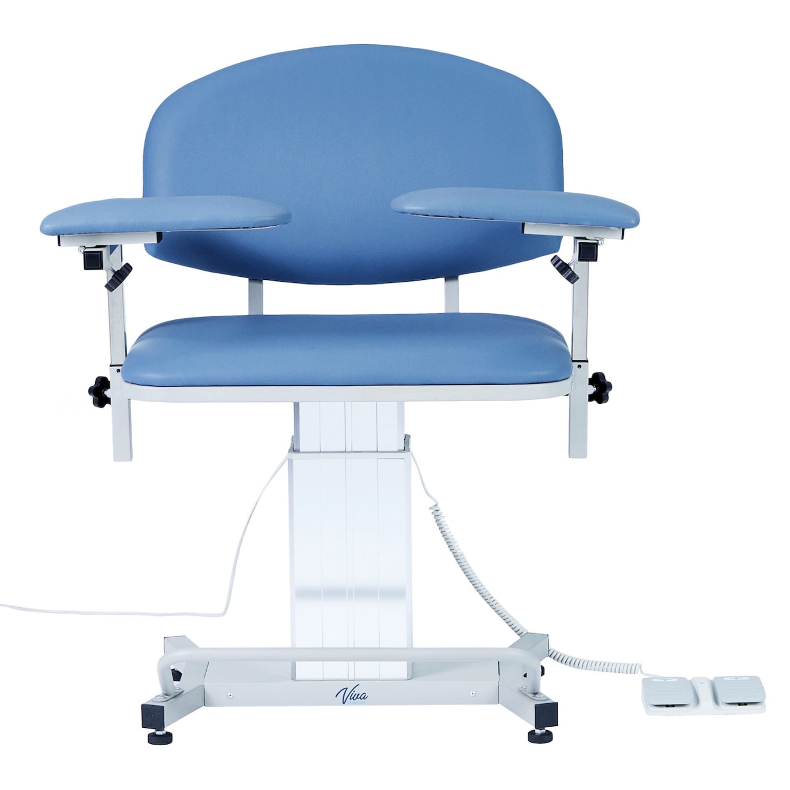 Viva Comfort Electric Adjustment Phlebotomy Chair, 590 lb. Capacity, 2 Flip Up Arms, Blue (ADIME997-06)