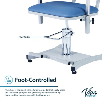 Viva Comfort Manual Adjustment Phlebotomy Chair with Drawer, 485 lb. Capacity, 2 Flip Up Arms, Blue (ADIME997-05-DR)