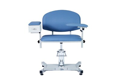Viva Comfort Manual Adjustment Phlebotomy Chair with Drawer, 485 lb. Capacity, 2 Flip Up Arms, Blue (ADIME997-05-DR)