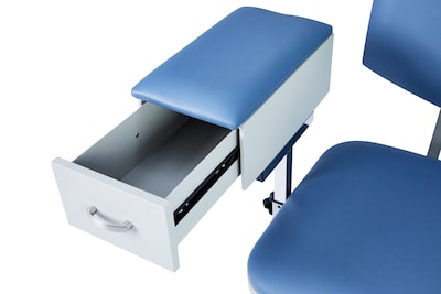 Viva Comfort Manual Adjustment Phlebotomy Chair with Drawer, 485 lb. Capacity, 2 Flip Up Arms, Blue (ADIME997-05-DR)