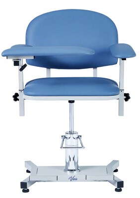 Viva Comfort Manual Adjustment Phlebotomy Chair, 485 lb. Capacity, 2 Flip Up Arms, Blue (ADIME997-05)