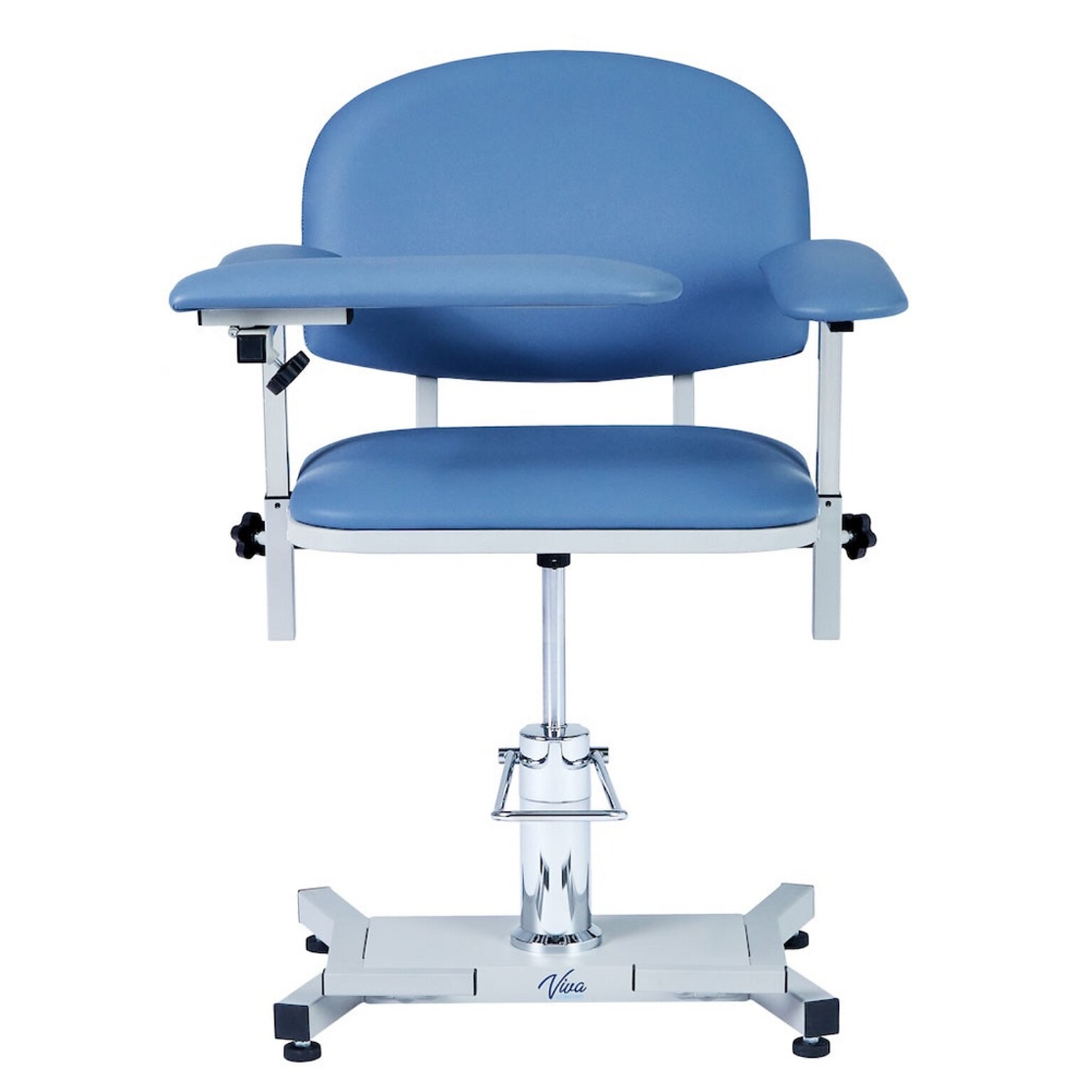 Viva Comfort Manual Adjustment Phlebotomy Chair, 485 lb. Capacity, 2 Flip Up Arms, Blue (ADIME997-05)