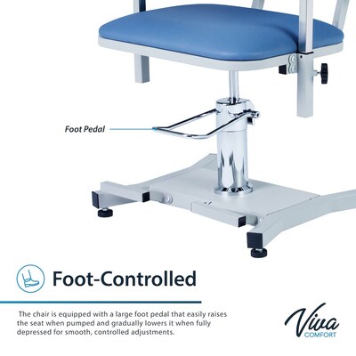 Viva Comfort Manual Adjustment Phlebotomy Chair, 485 lb. Capacity, 2 Flip Up Arms, Blue (ADIME997-05)