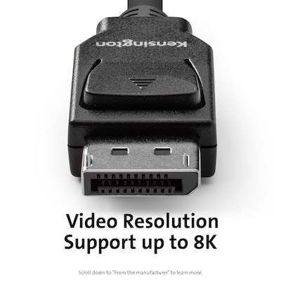 Kensington 6 ft. DisplayPort to DispayPort Audio/Video Cable, Male to Male, Black (K33021WW)
