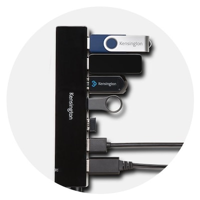 Kensington 7-Port USB 3.0 Hub, Black (K39123AM)