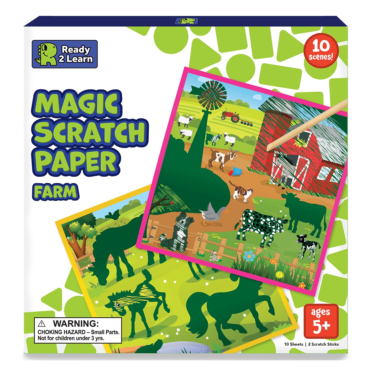 Ready 2 Learn Magic Scratch Paper, Farm, 8.25 x 8.25,  Multicolored, 10 Boards/Set (CE-10152)