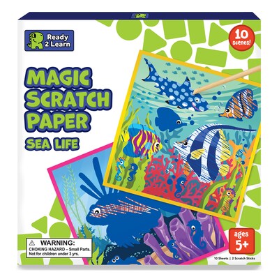 Ready 2 Learn Magic Scratch Paper, Sea-Life, 8.25 x 8.25, Multicolored, 10 Boards/Pack, 2 Packs/Bundle (CE-10153-2)