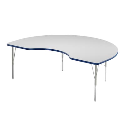 Correll Kidney Shaped Activity Table Set, 72" x 48", Height Adjustable, Frosty White (AP1-A4872DEKID-80-14-37-6-18)