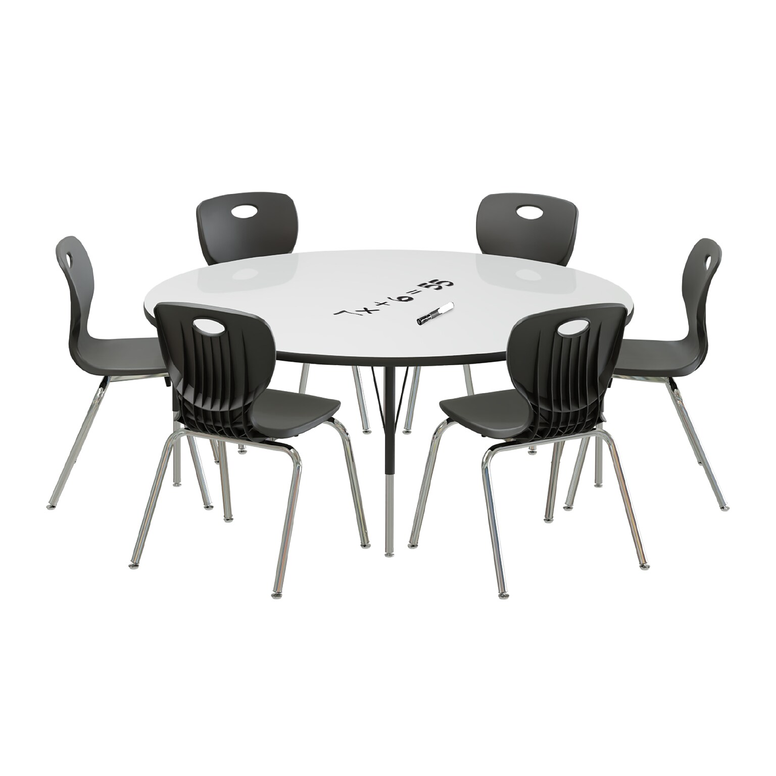 Correll 60 Round Activity Table Set, Height Adjustable, Frosty White (AP1-A60DERND-80-09-09-6-18)