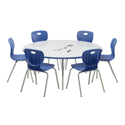 Correll 60 Round Activity Table Set, Height Adjustable, Frosty White (AP1-A60DERND-80-14-37-6-18)