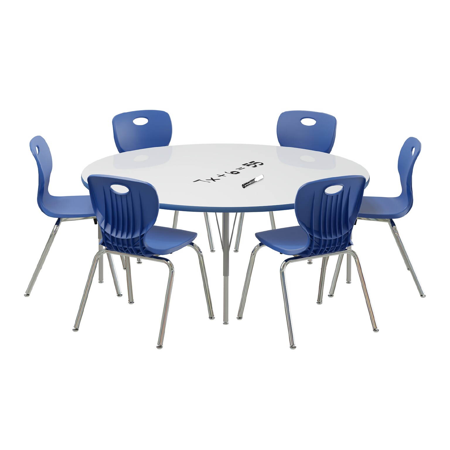 Correll 60 Round Activity Table Set, Height Adjustable, Frosty White (AP1-A60DERND-80-14-37-6-18)