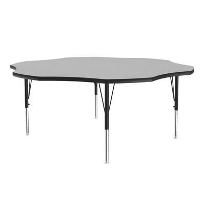 Correll 60" Flower Shaped Activity Table Set, Height Adjustable, Gray Granite (AP1-A60TFFLR-15-09-09-6-18)