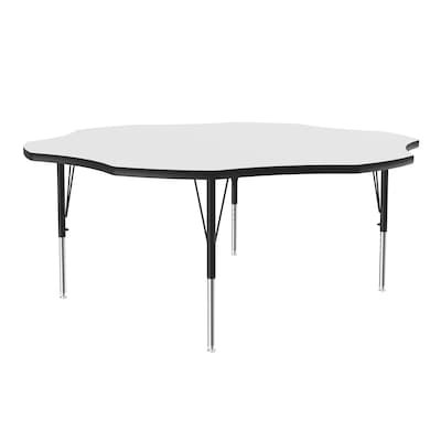 Correll 60" Flower Shaped Activity Table Set, Height Adjustable, Frosty White (AP1-A60DEFLR-80-09-09-6-18)