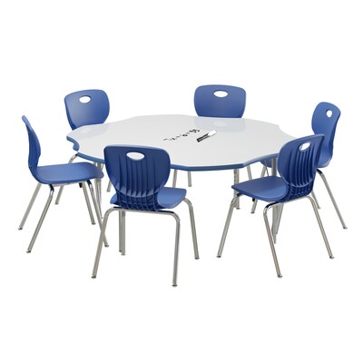 Correll 60 Flower Shaped Activity Table Set, Height Adjustable, Frosty White (AP1-A60DEFLR-80-14-37-6-18)