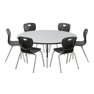 Correll 60 Round Activity Table Set, Height Adjustable, Gray Granite (AP1-A60TFRND-15-09-09-6-18)