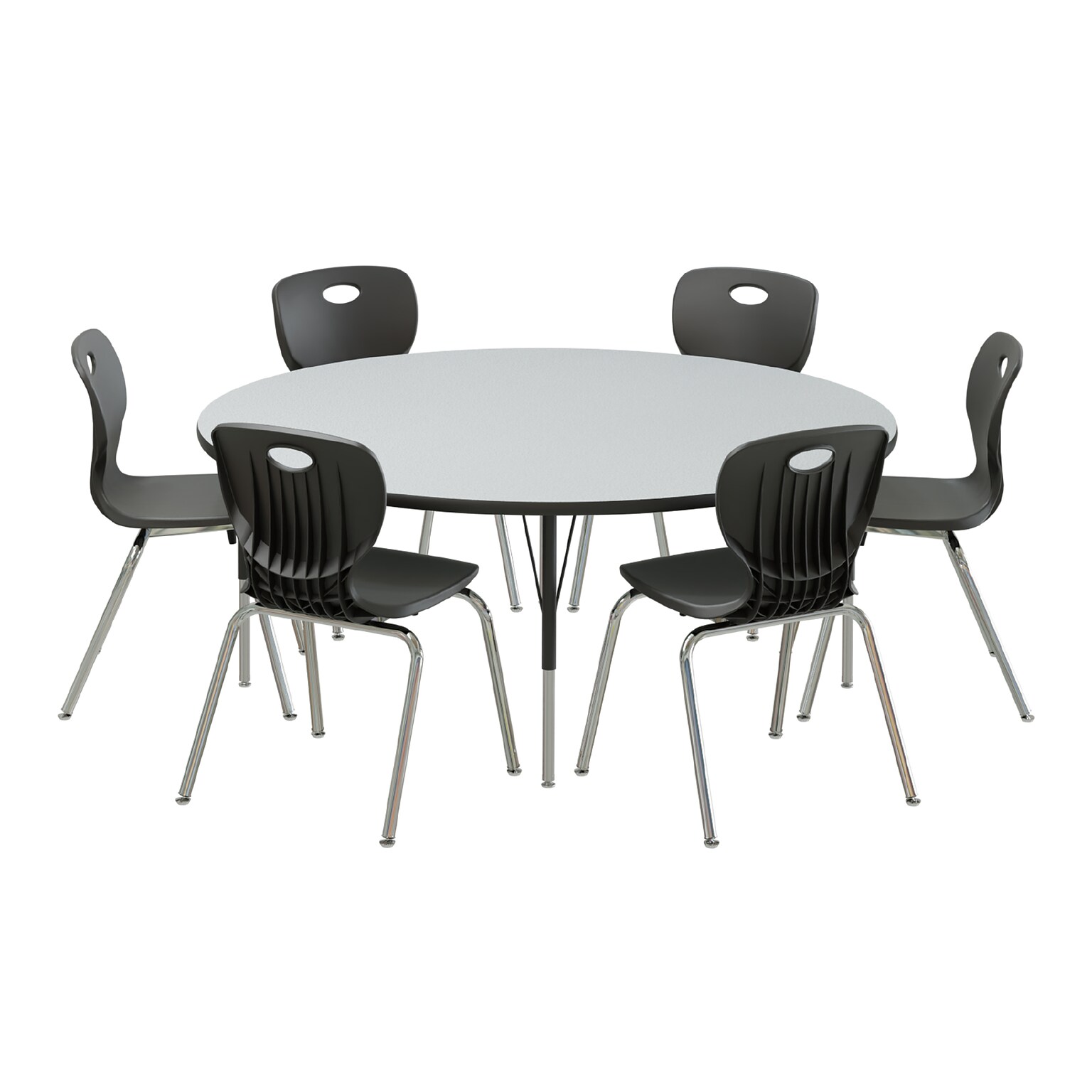 Correll 60 Round Activity Table Set, Height Adjustable, Gray Granite (AP1-A60TFRND-15-09-09-6-18)