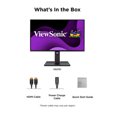 ViewSonic 27" FHD 100Hz LED Monitor, Height Adjustable, Black (VG2751)