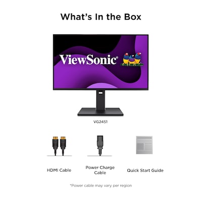 ViewSonic 24" FHD 100Hz LCD Business Monitor, Height Adjustable, Black (VG2451