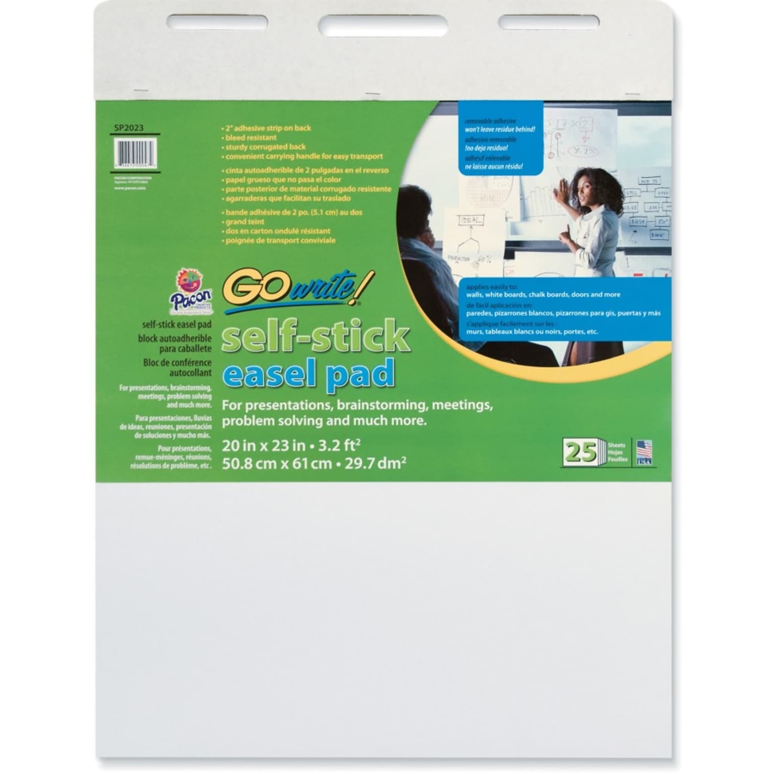 GoWrite! Wall Easel Pad, 20 x 23, 25 Sheets/Pad, 2 Pads/Bundle (PACSP2023)