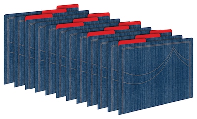 Barker Creek Denim Letter-Size Fashion File Folders, 12/Pack (BC1302)