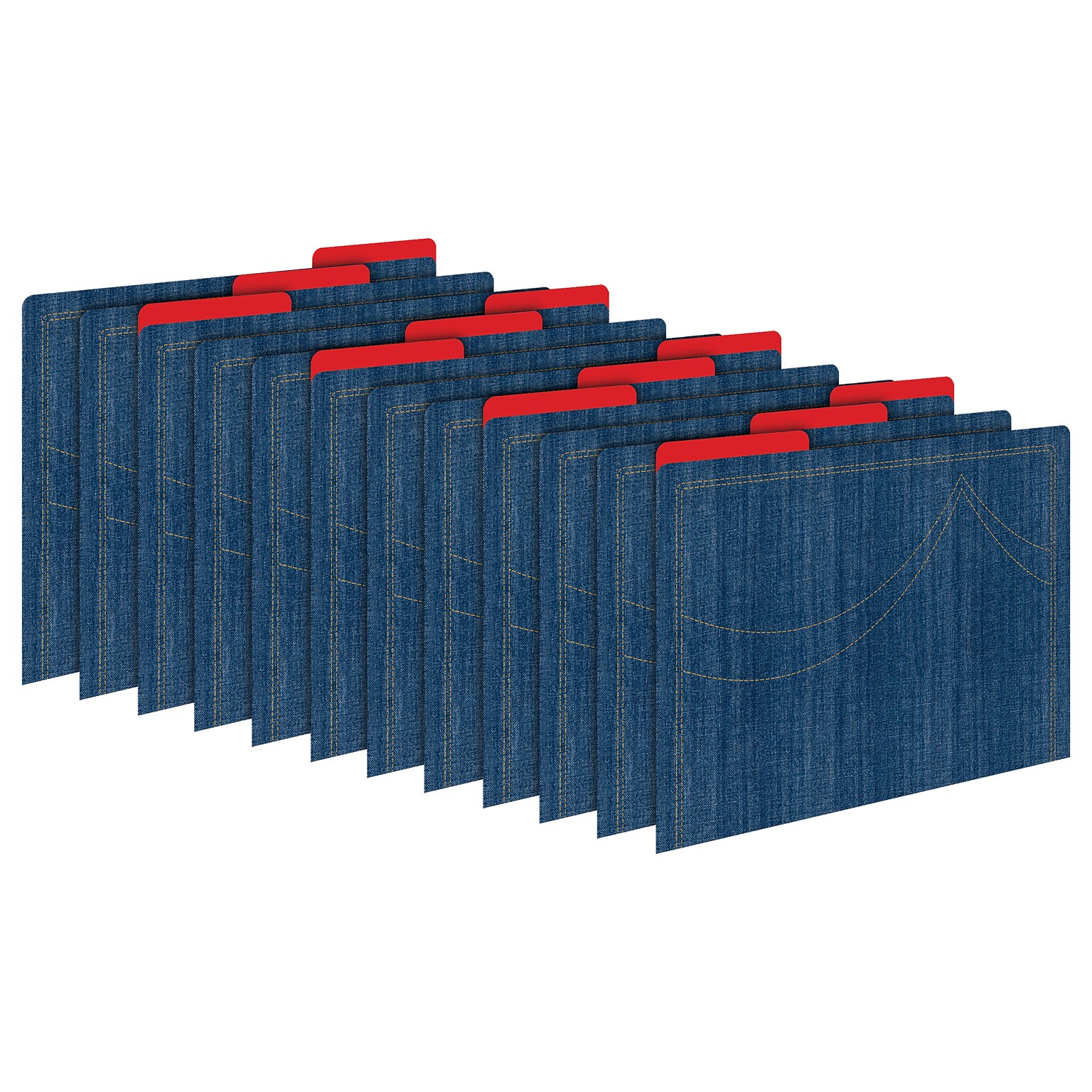 Barker Creek Denim File Folder, 1/3-Cut Tab, Letter Size, Multicolor, 12/Pack (BC1302)