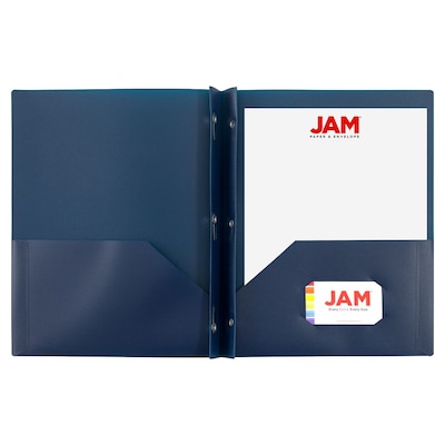 JAM Paper Smooth 3-Hole Punched 2 Pocket Plastic Folder with Fasteners, Assorted Colors, 6/Pack (382ECPassrt)