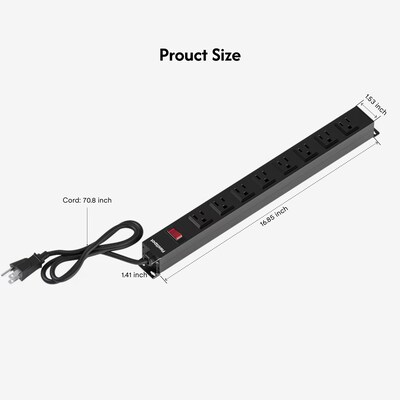 FlexiSpot 8-Outlet Powerstrip, Black (PS035B)