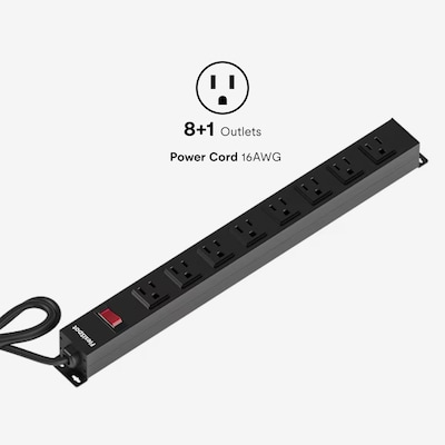 FlexiSpot 8-Outlet Powerstrip, Black (PS035B)