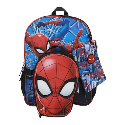Bioworld Kids 5-Piece Spiderman Backpack, Large, Blue/Red (B1B7S3WUSMSB00)